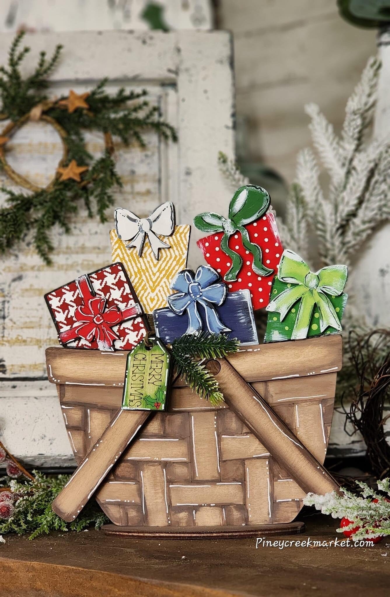 Christmas Presents For The Flower Basket Interchangeable File SVG, Christmas Tiered Tray, Glowforge, LuckyHeartDesignsCo