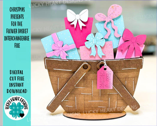Christmas Presents For The Flower Basket Interchangeable File SVG, Christmas Tiered Tray, Glowforge, LuckyHeartDesignsCo